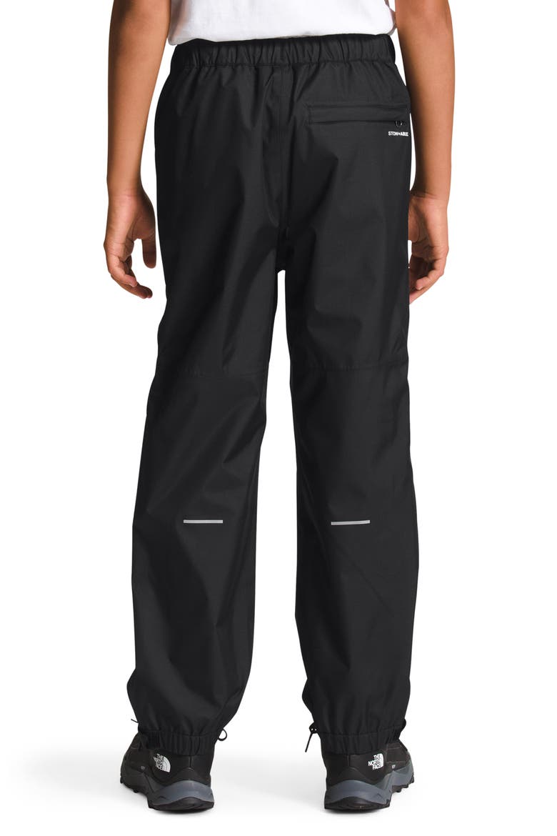 Kids' Antora Waterproof Packable Recycled Polyester Rain Pants, Alternate, color, BLACK