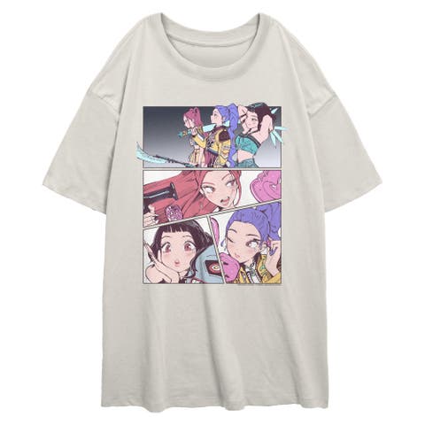 Junior's Huntrix Manhwa Comic Panels Short Sleeve Oversized T-Shirt