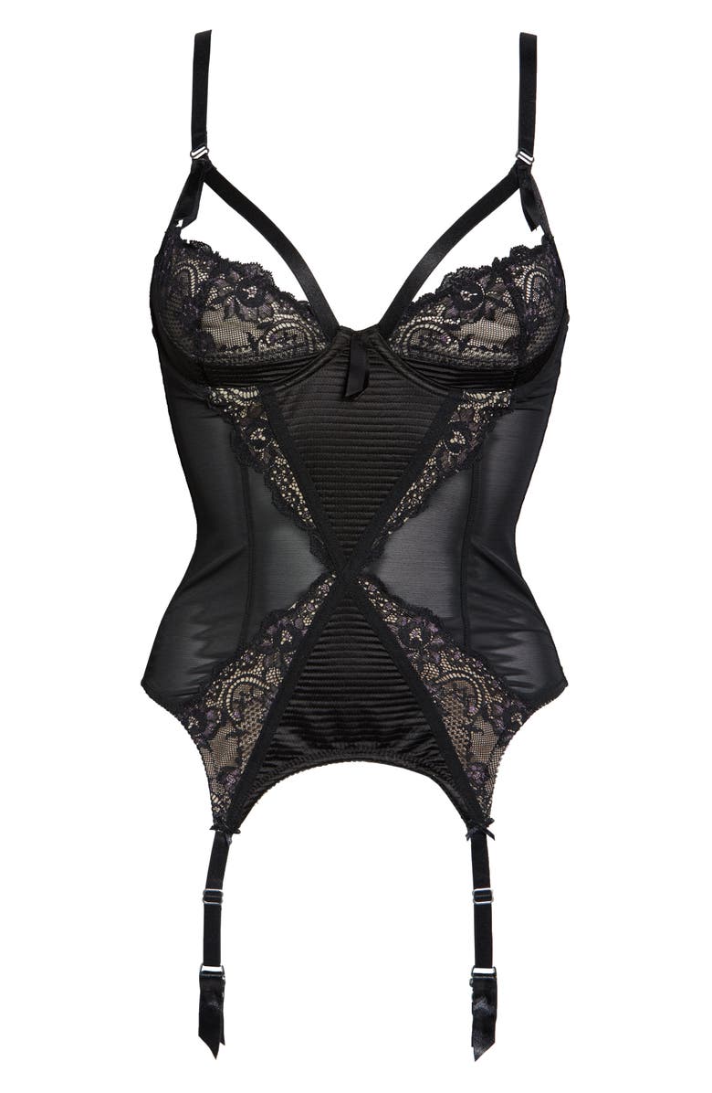 Dita Von Teese Madame X Underwire Bustier with Garter Straps, Alternate, color, Black