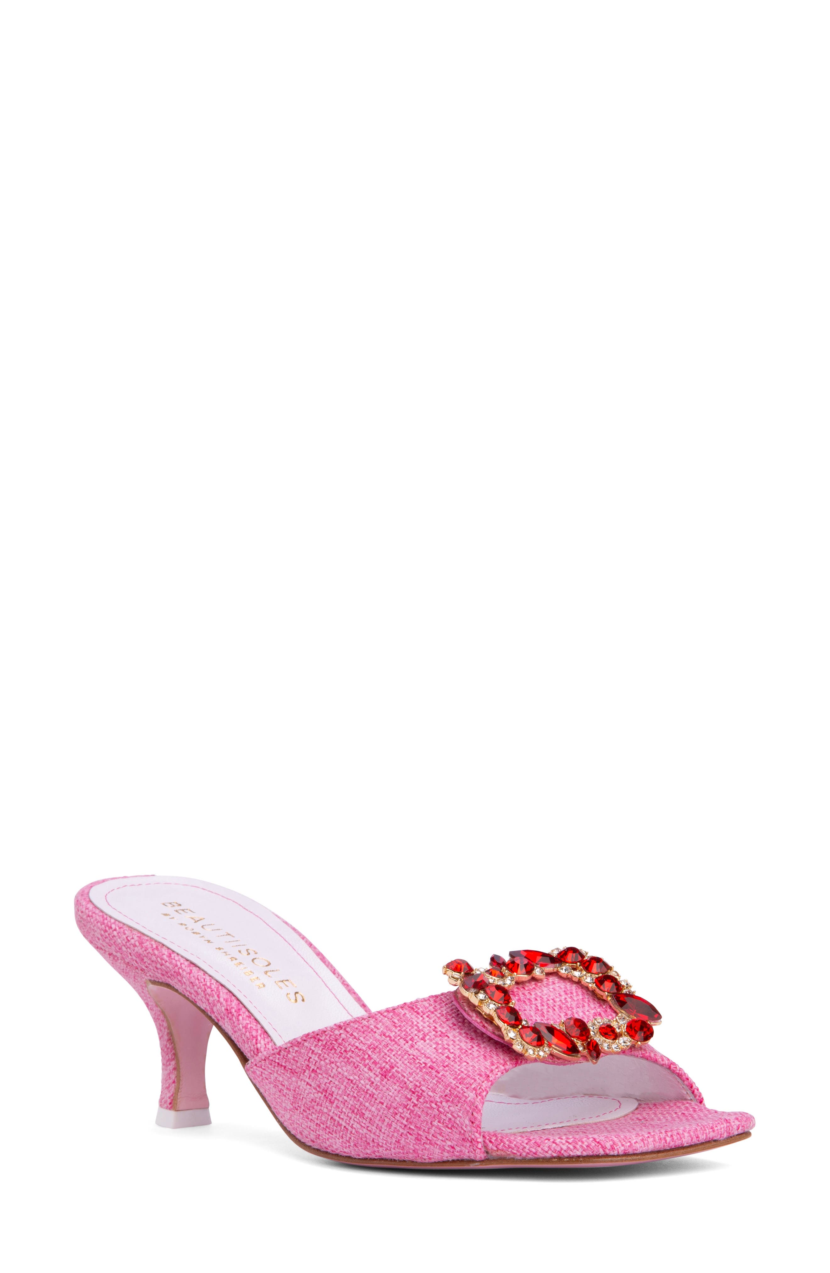 BEAUTIISOLES Eden Kitten Heel Slide Sandal