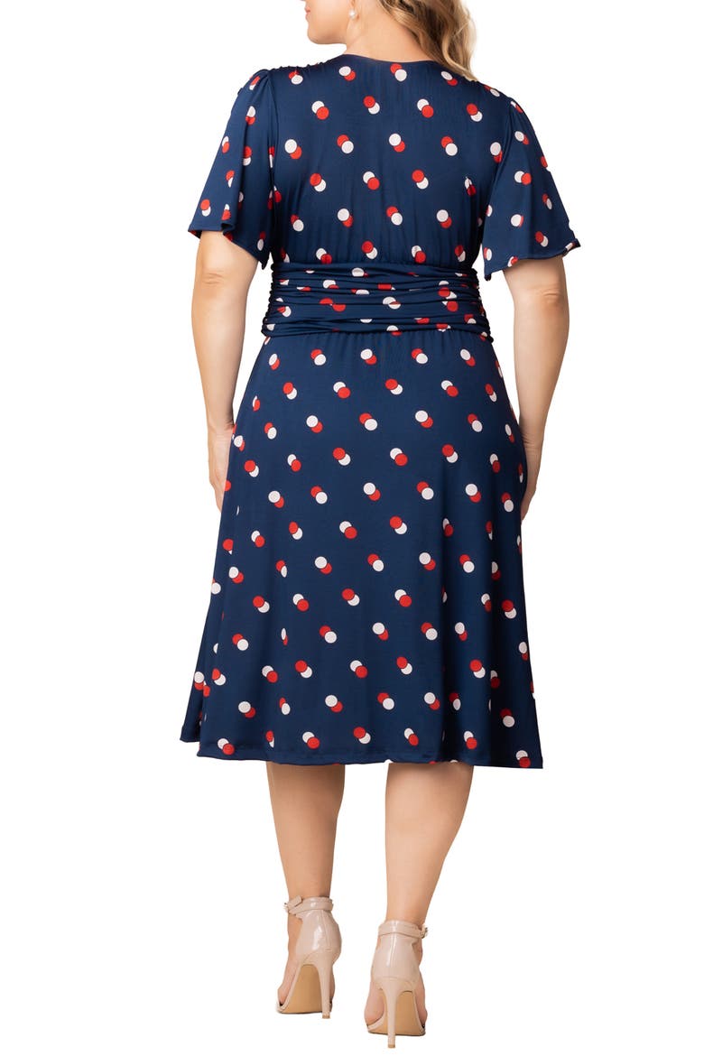 Jemma Ruched Tie Dress, Alternate, color, NAVY DOT DUO