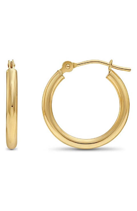 14K Yellow Gold 15mm Hoop Earrings