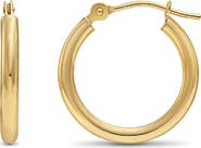 BEST SILVER 14K Yellow Gold 15mm Hoop Earrings