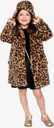 Deux par Deux Leopard Faux Fur Button Front Side Pocket Long Coat