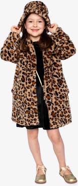 Deux par Deux Leopard Faux Fur Button Front Side Pocket Long Coat