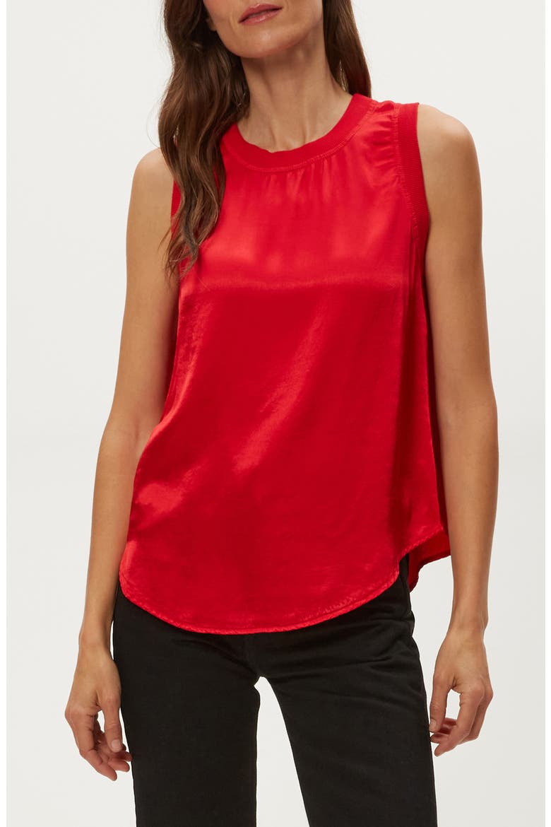 Shay Satin Tank Top, Main, color, POPPY