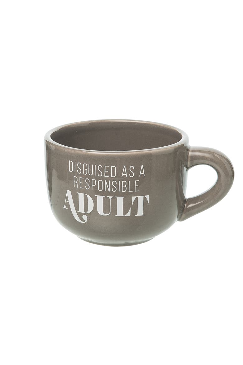 Responsible Adult Cappuccino Mug Ceramic Grey 24 oz, Main, color, Grey