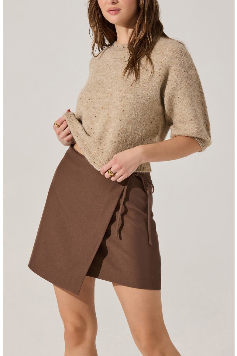 Ashvi Side Tie Skirt, Alternate, color, BROWN