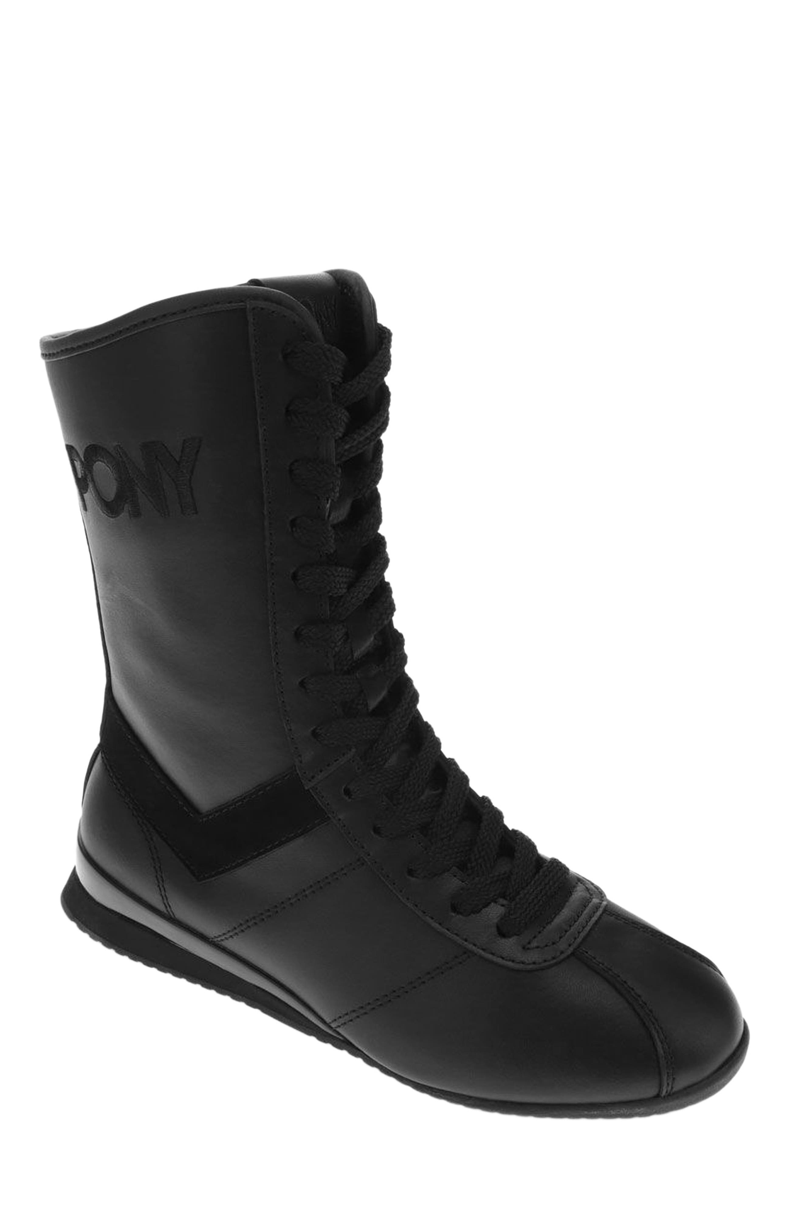 black leather high top tennis shoes