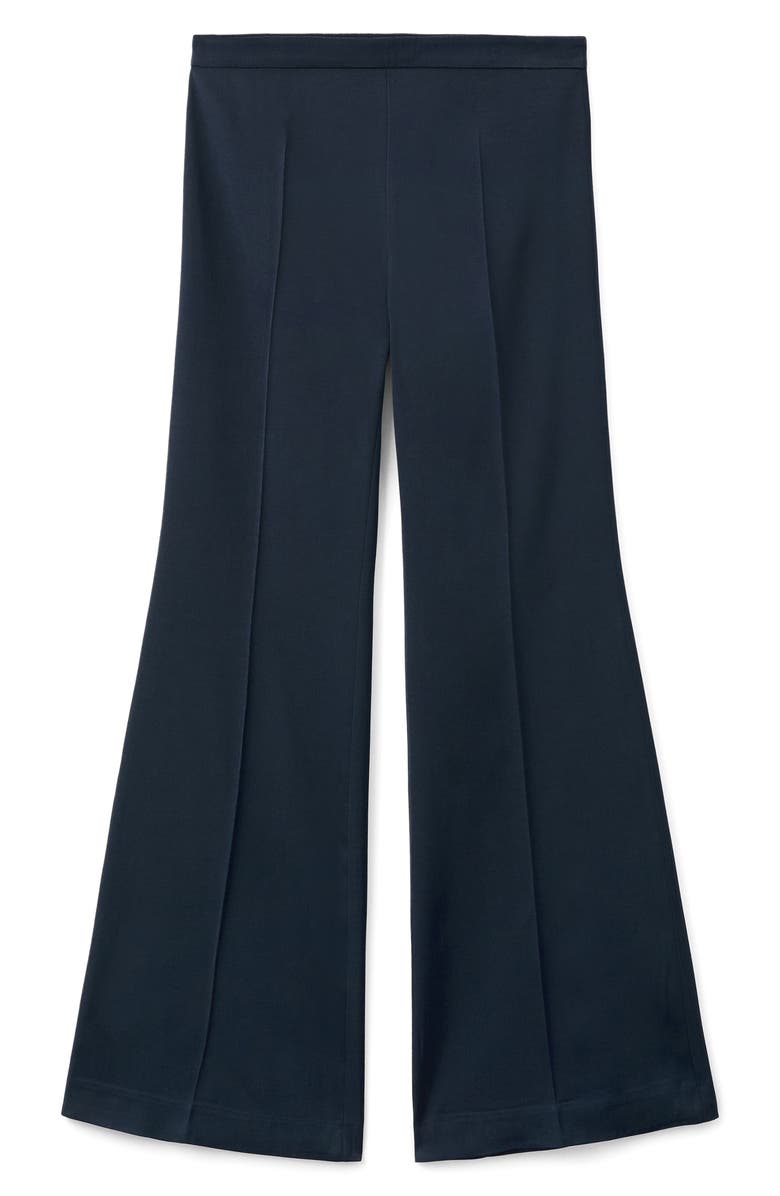 MANGO Long Flare Leg Pants, Alternate, color, Navy