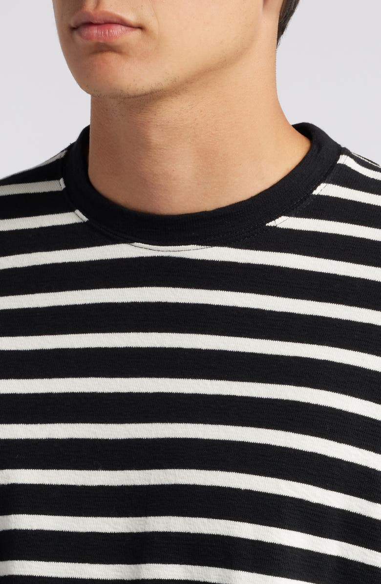 FRAME Stripe Long Sleeve Cotton T-Shirt, Alternate, color, Black/Off White