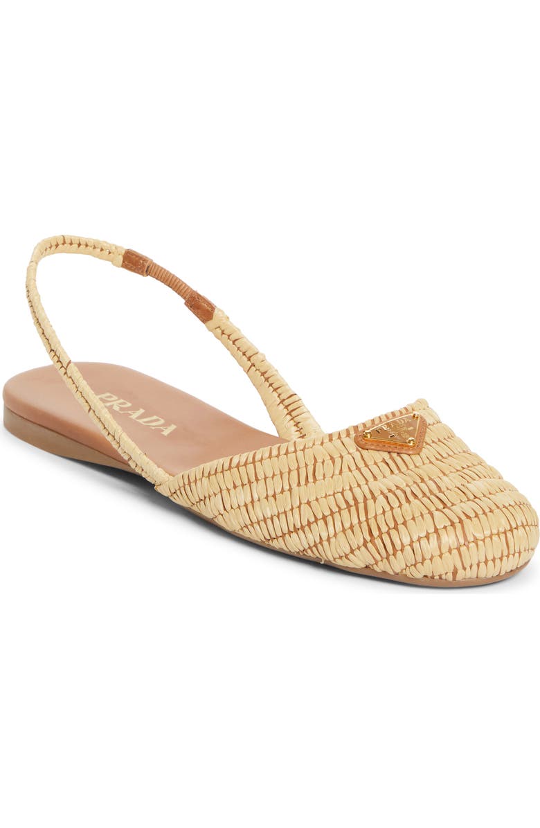 Prada Raffia Slingback Flat, Main, color,