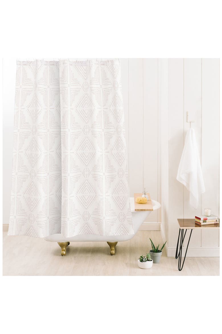 Schatzi Nora Tile Shower Curtain, Alternate, color, WHITE