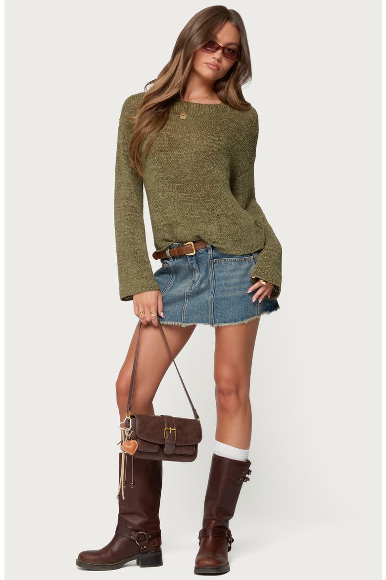 Keiko Studded Low Rise Denim Miniskirt, Alternate, color, BLUE