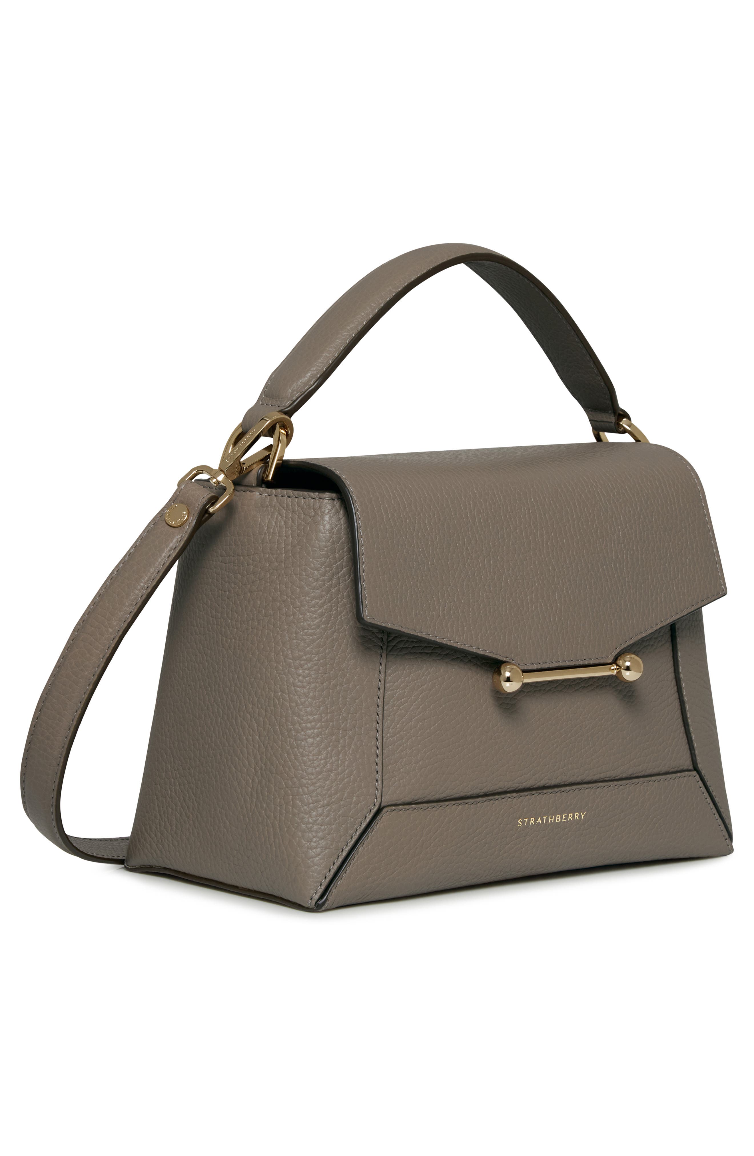 Strathberry Mosaic Leather Top Handle Bag, Alternate, color, Taupe