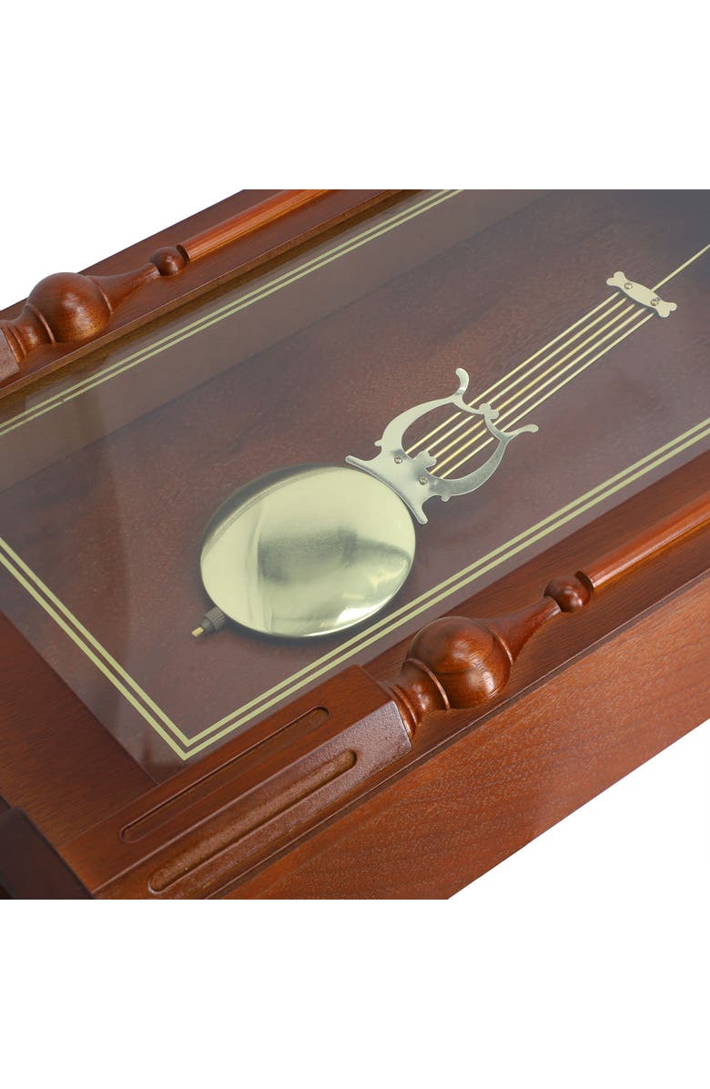 Bedford Clock Collection Grand 31in Chiming Pendulum Wall Clock, Alternate, color, Mahogany