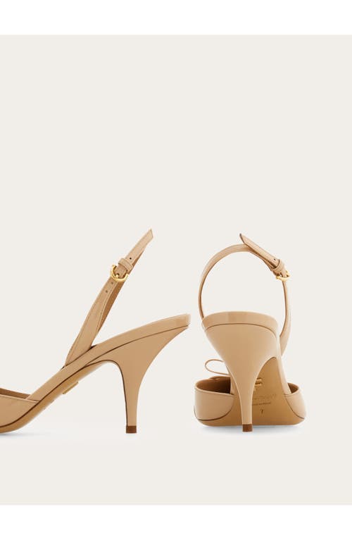Shop Ferragamo Gylla Pointed Toe Slingback Pump In Beige