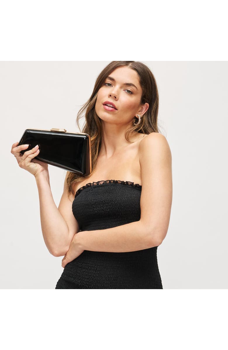 URBAN EXPRESSIONS HANDBAGS Irene - Patent Asymmetrical Evening Bag, Main, color, Black
