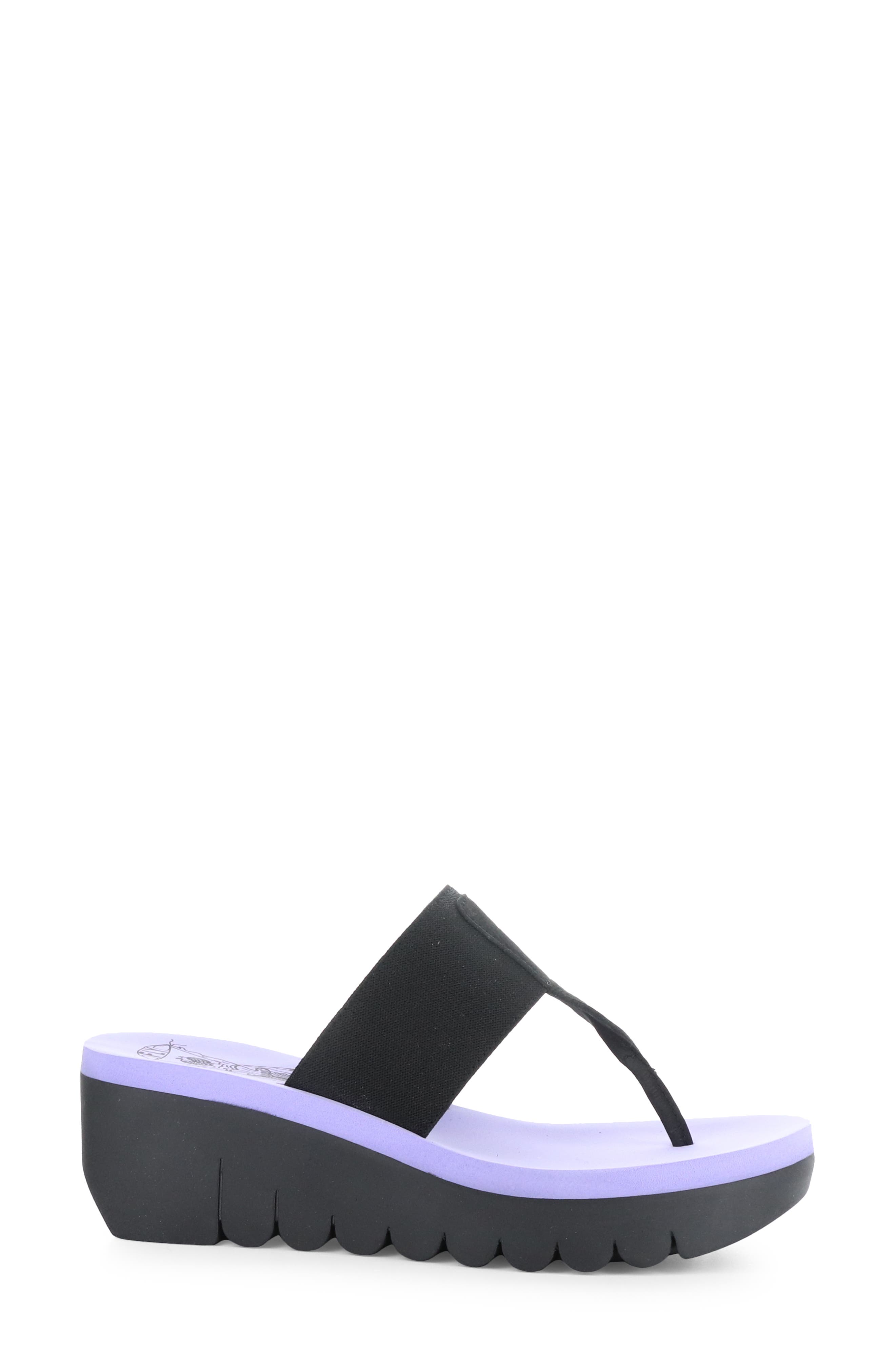 Yomu Wedge Flip Flop, Alternate, color, 010 BLACK/ VIOLA GROGRAIN