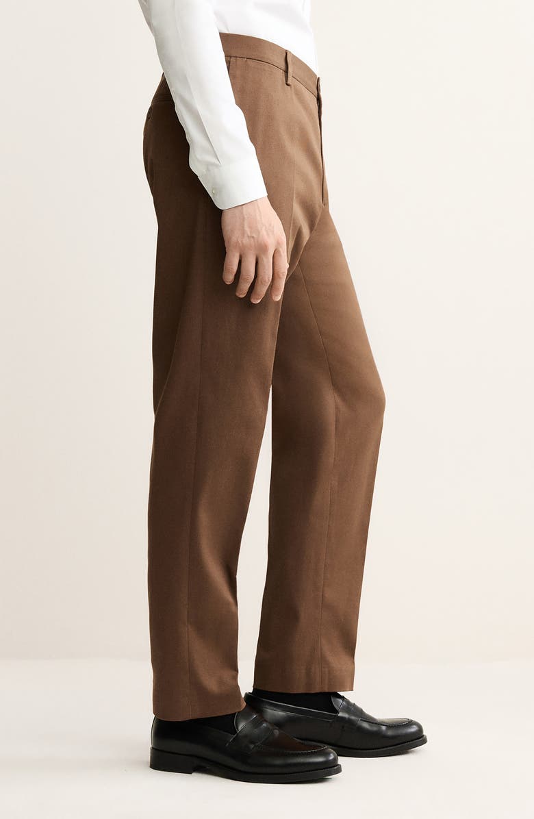 MANGO Regular Fit Pleated Stretch Cotton Pants, Alternate, color, Orange Brown