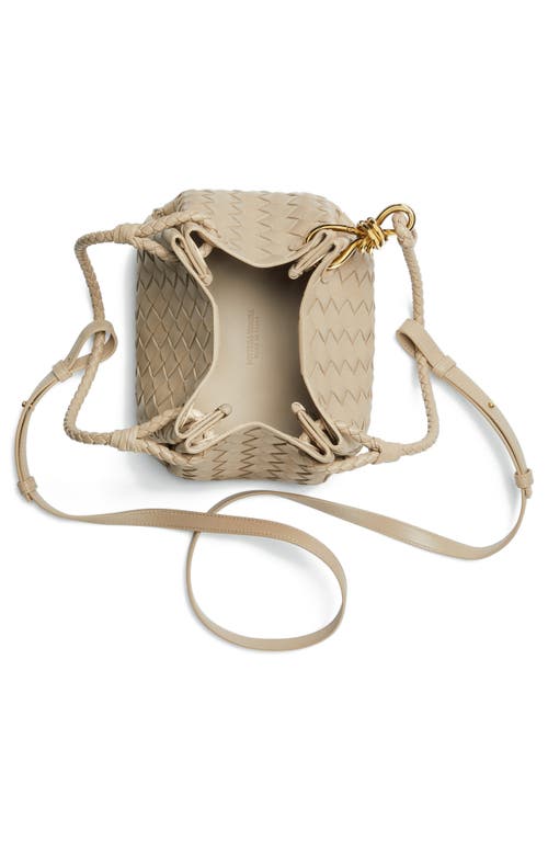 Bottega Veneta Small Andiamo Intrecciato Leather Crossbody Bag In 9614 Ecru-muse Brass