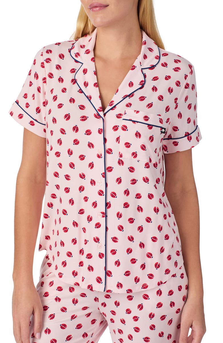 Kate Spade New York short sleeve crop pajamas, Alternate, color, Pink Print