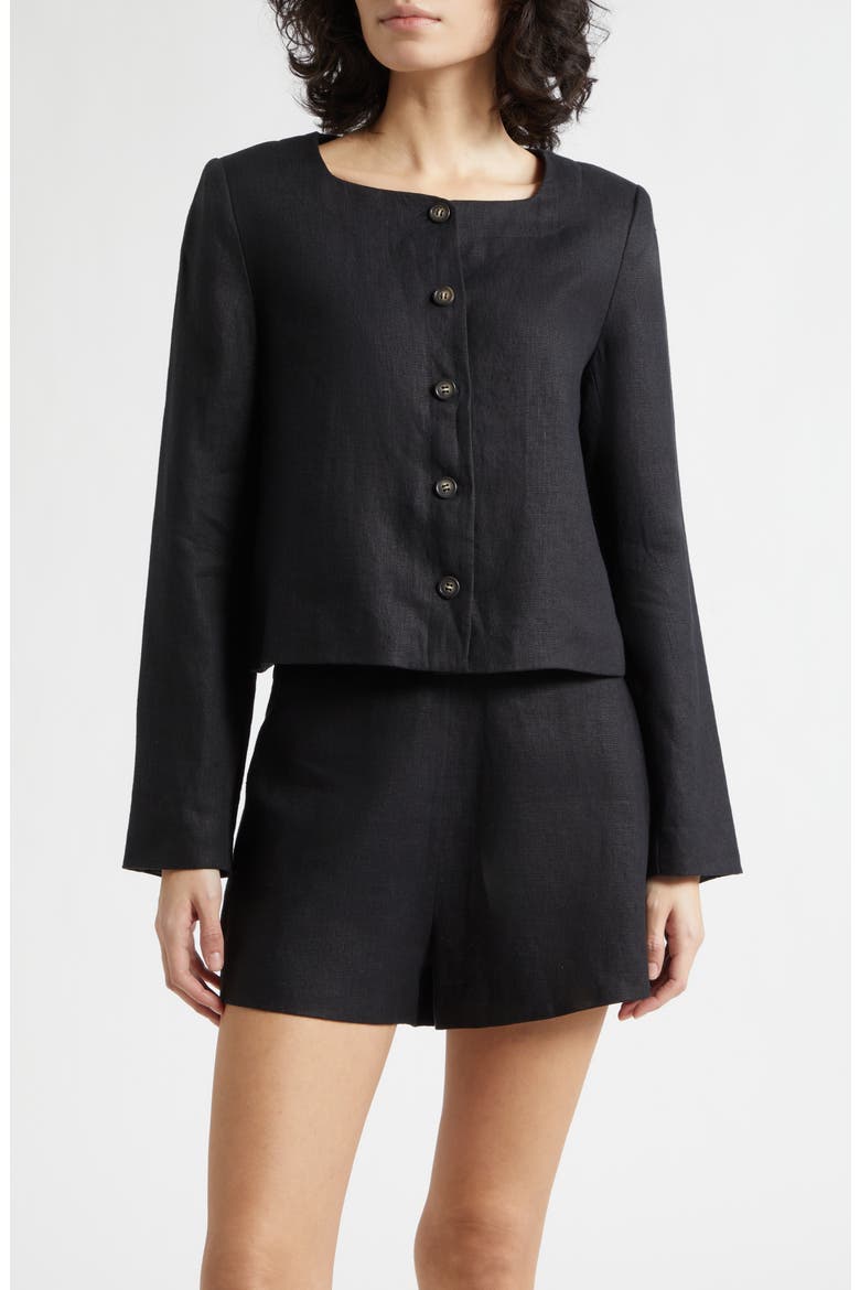 Emma Boxy Linen Jacket, Main, color, BLACK