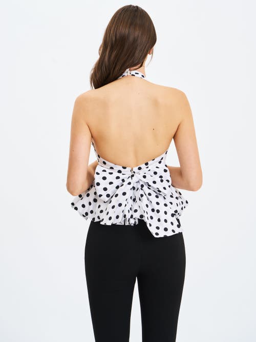 Miss Circle Ileneilene Halter Peplum Polka Dot Blouse Top In White