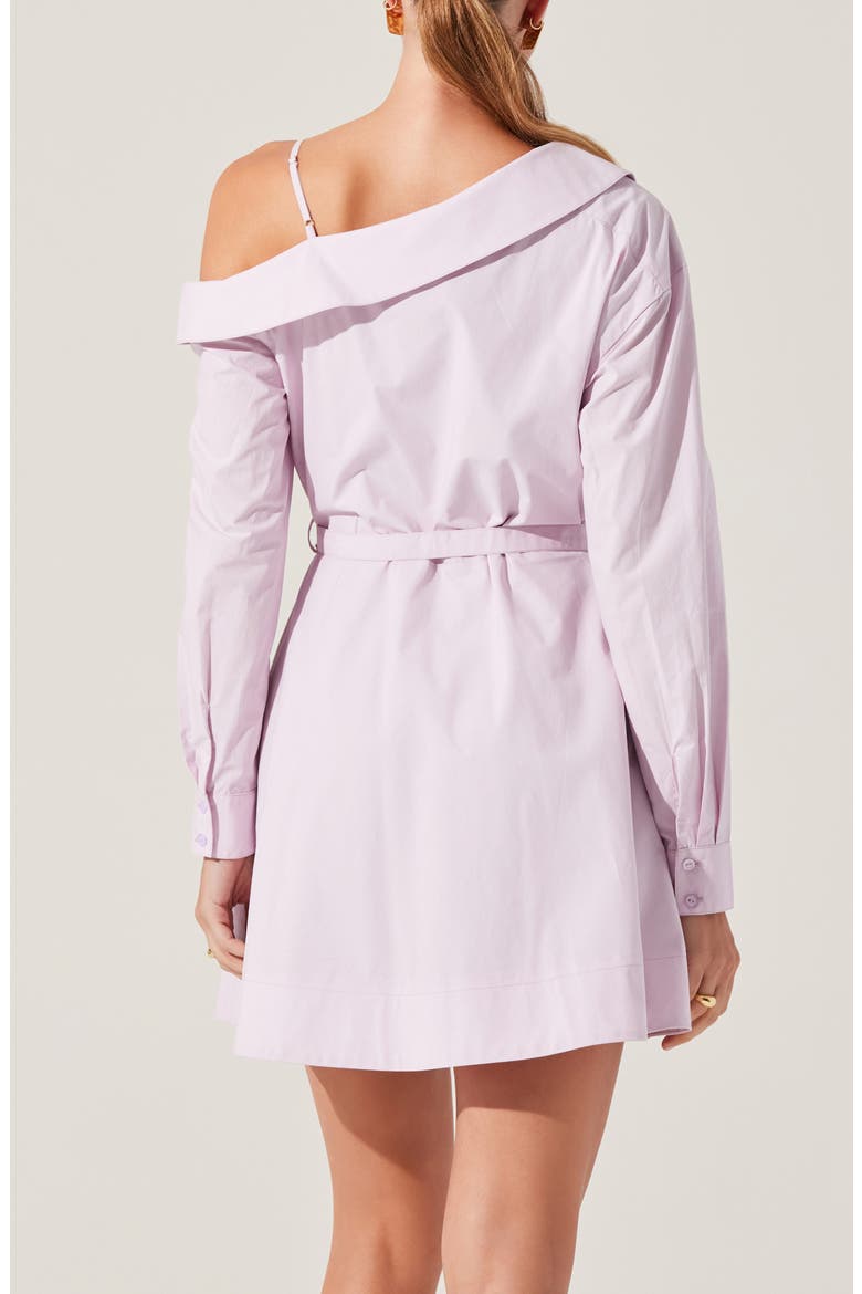 Aveni Off the Shoulder Belted Cotton Shirtdress, Alternate, color, LILAC