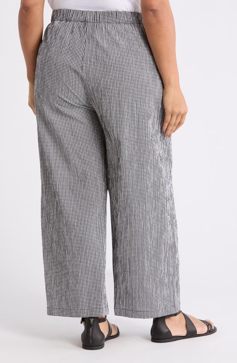 Eileen Fisher Stretch Organic Cotton Ankle Wide Leg Pants, Alternate, color, Black/ White