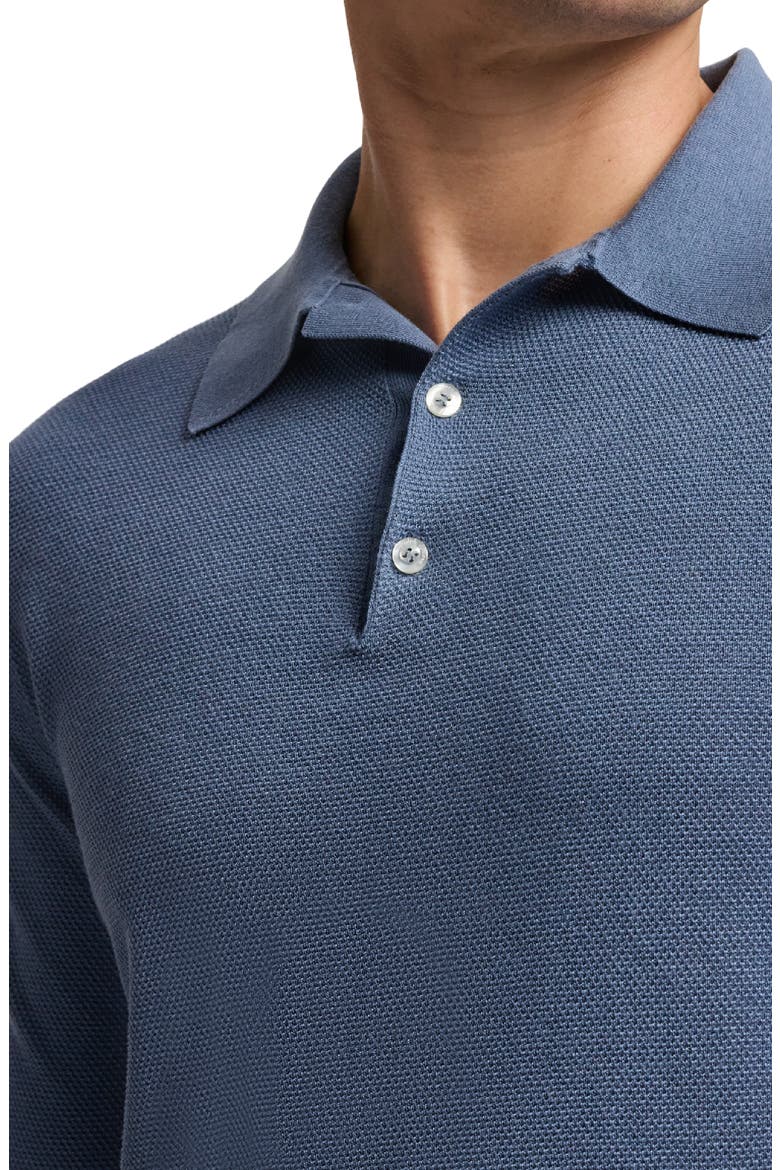 Long Sleeve Mulberry Silk & Cotton Polo Sweater, Alternate, color, SOFT BLUE