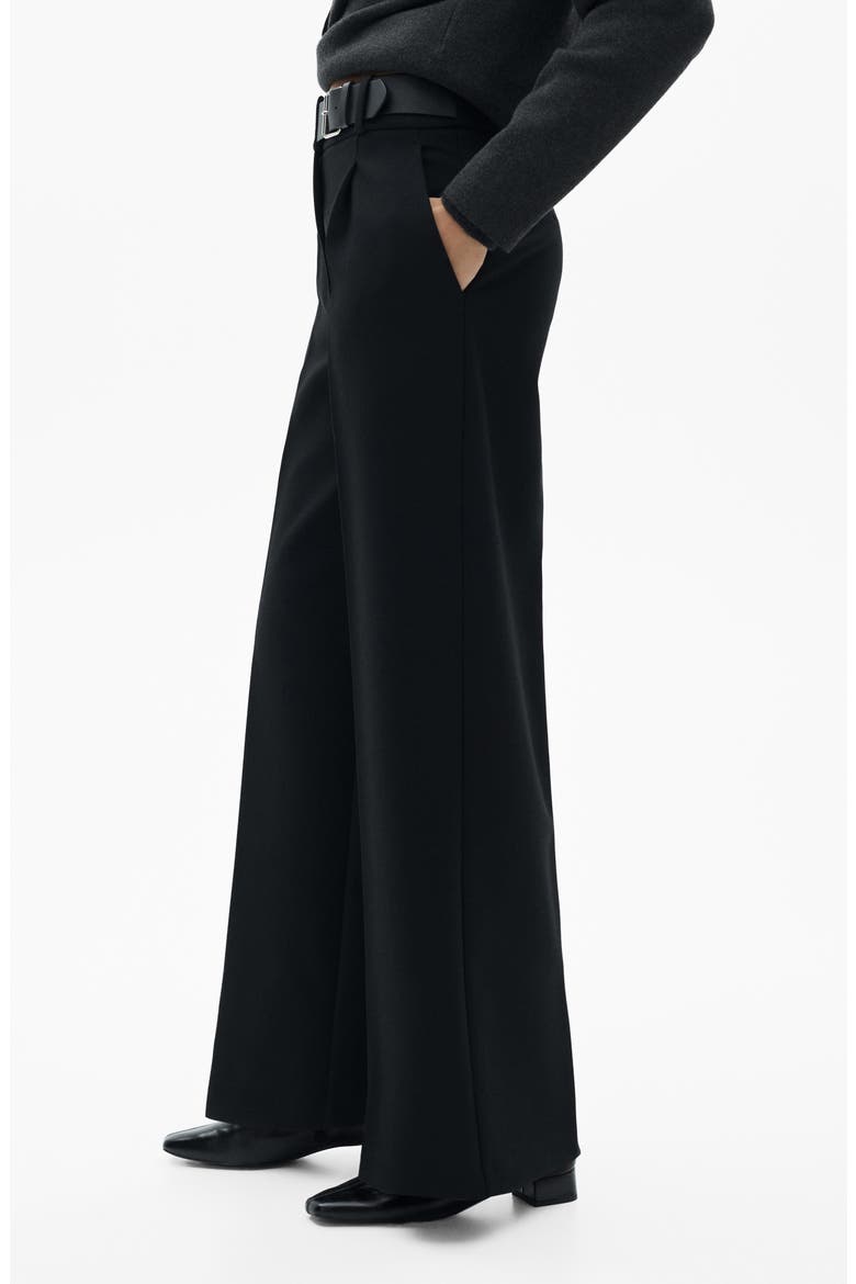 Belted Straight Leg Pants, Alternate, color, BLACK