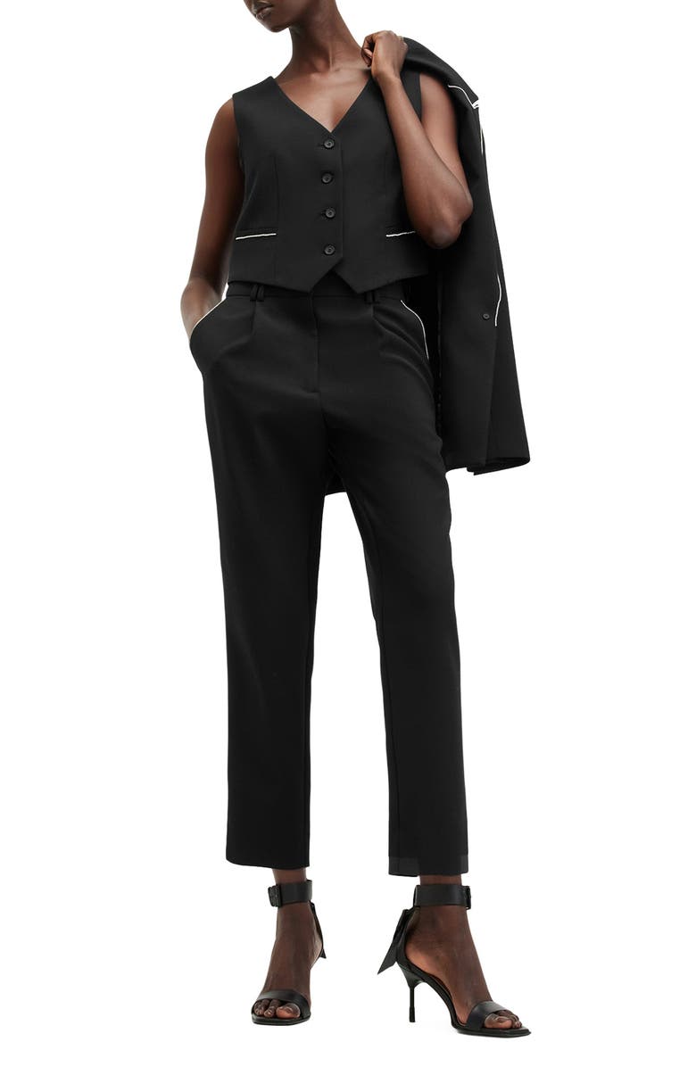 AllSaints Atlas Krys Rhinestone Embellished Waistcoat, Alternate, color, Black