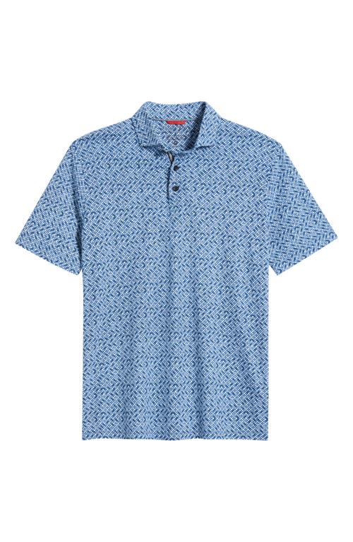 Stone Rose Sun Faded Performance Jersey Polo In Dark Denim