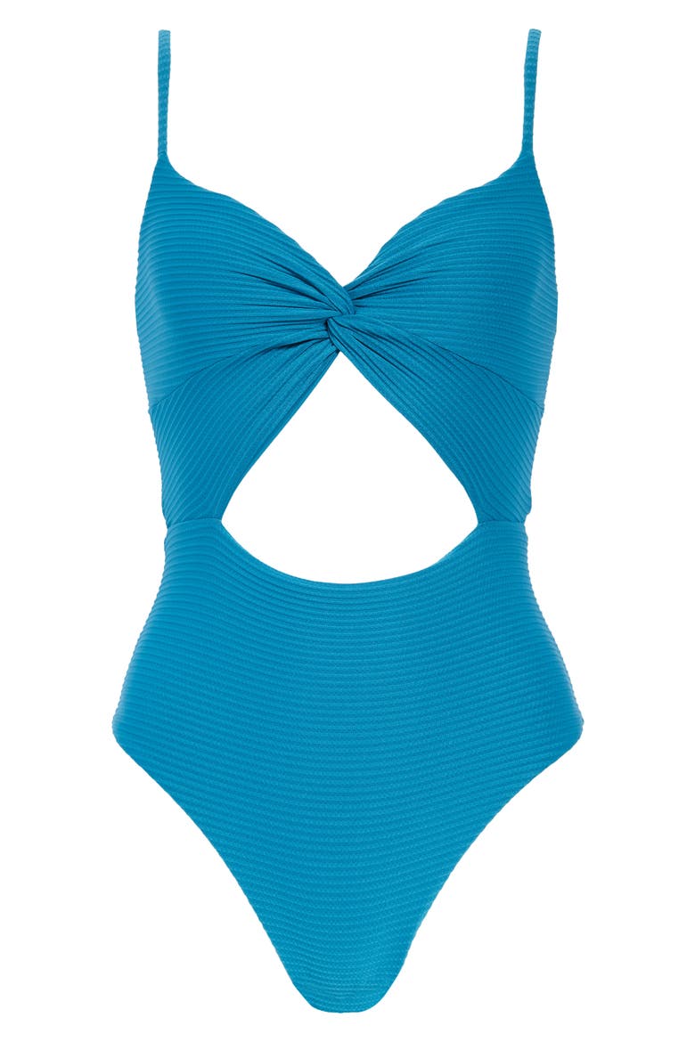 Kyslee Twisted Cutout One-Piece Swimsuit, Alternate, color, MEDITERRANEAN