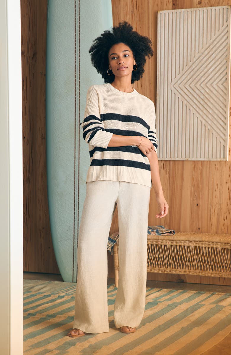 Faherty Monterey Linen Pants, Alternate, color, Flax