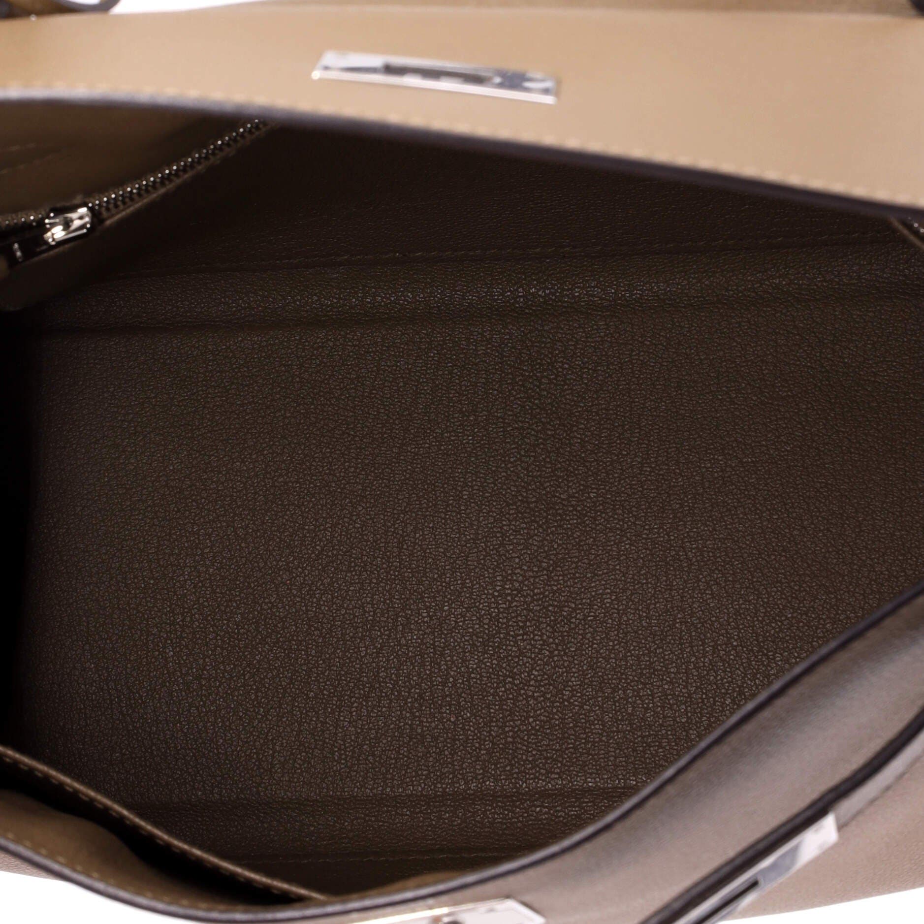 Pre-Owned Hermes Kelly Handbag Brown Evercolor with Palladium Hardware 28, Alternate, color, Beige De Weimar