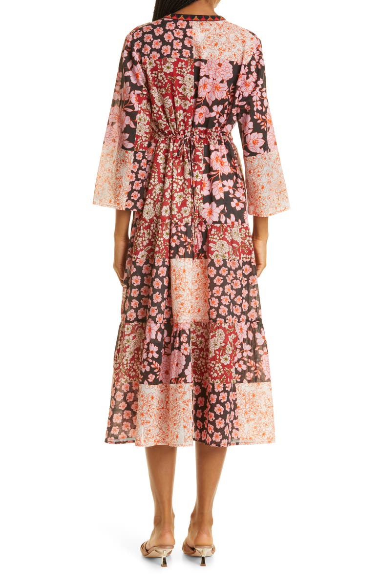 Johnny Was Flora Mix Print Tie Back Cotton Dress, Alternate, color, 