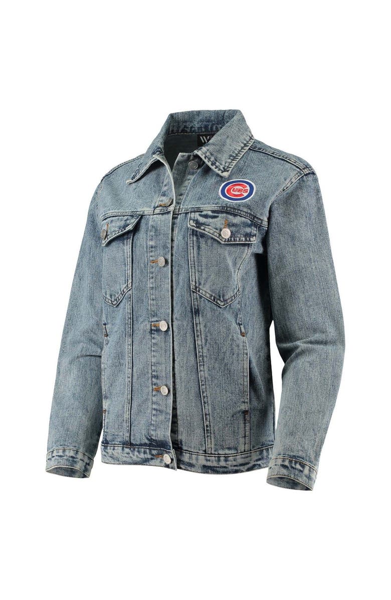 THE WILD COLLECTIVE Women's The Wild Collective Chicago Cubs Team Patch Denim Button-Up Jacket, Alternate, color, 