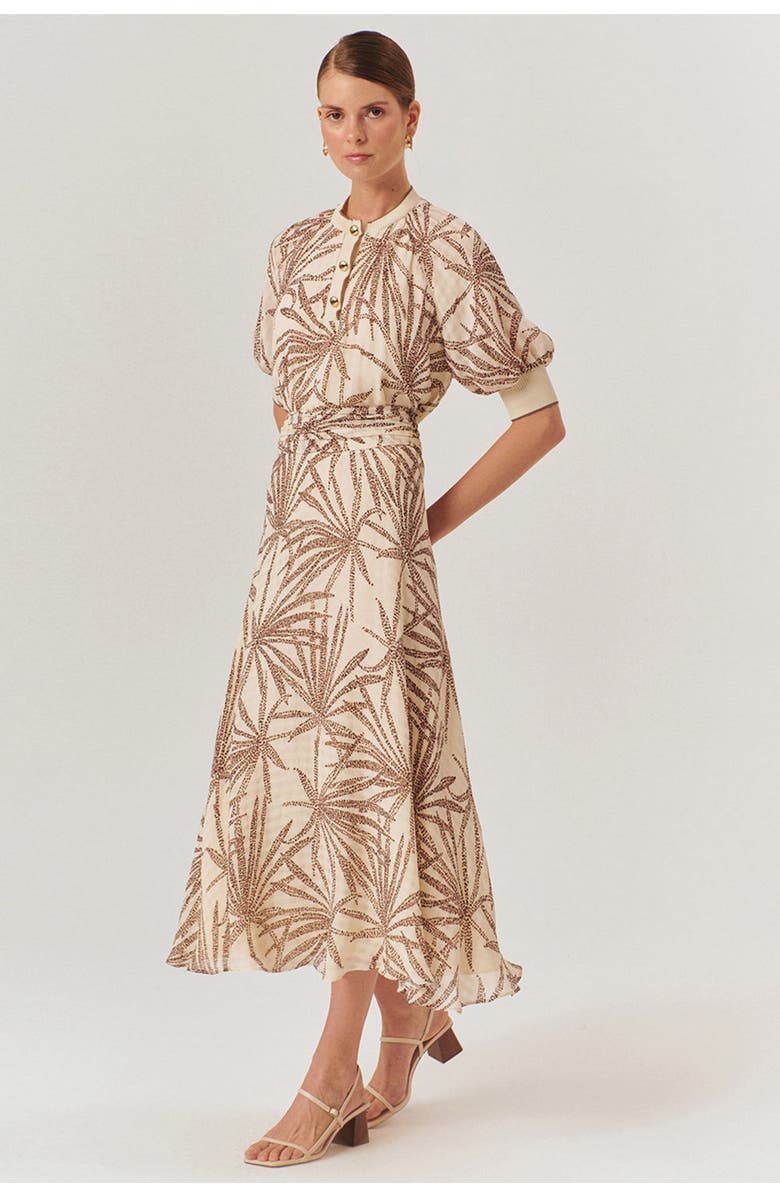 Exquise Drawstring Waist Midi Skirt, Alternate, color, Brown-Beige