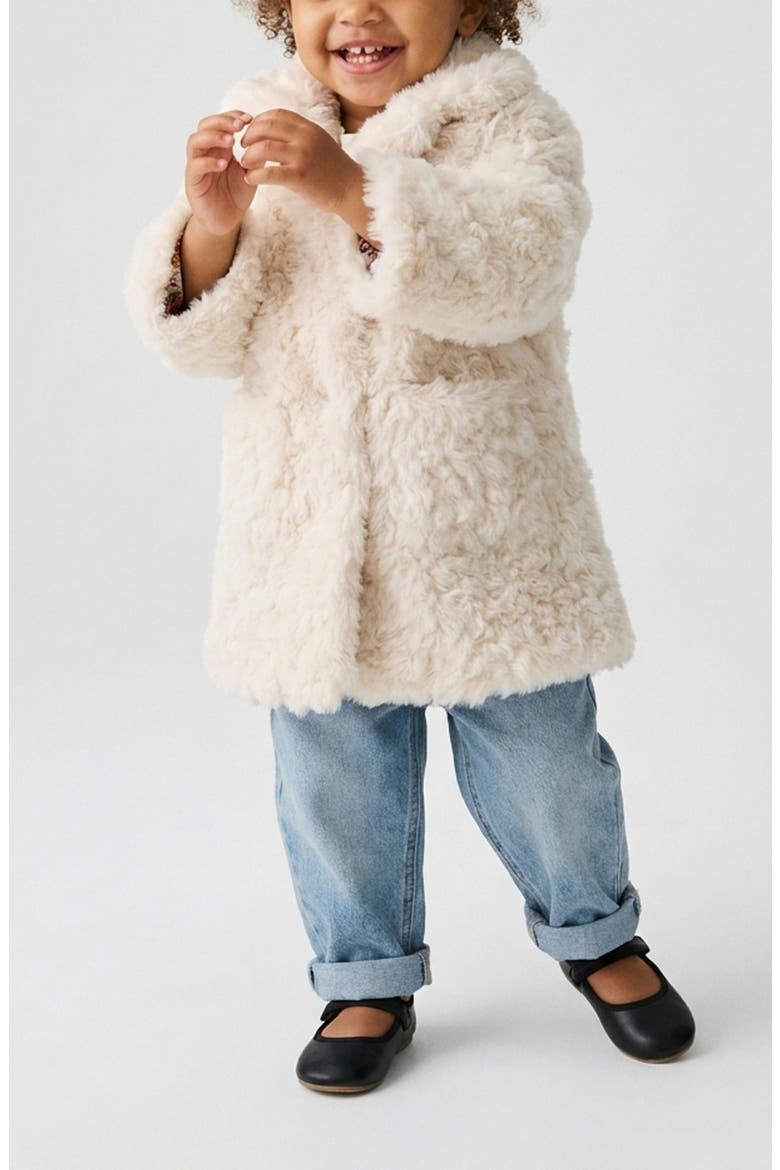Faux Fur Teddy Bear Coat, Alternate, color, IVORY