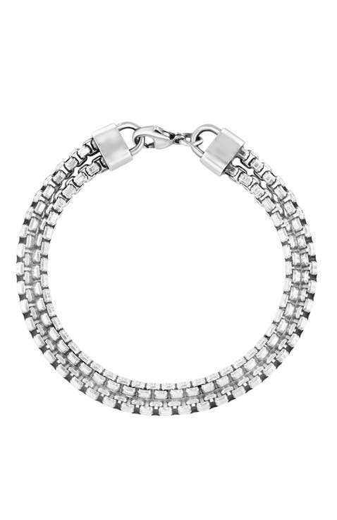 Textured Multi-Row Chain Bracelet in Sterling Silver