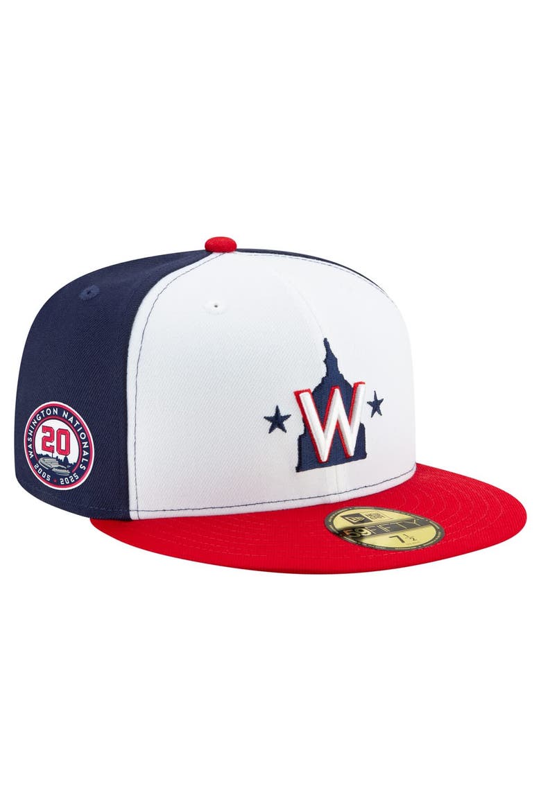 Men's New Era  White/Navy/Red Washington Nationals 20th Anniversary 59FIFTY Fitted Hat, Alternate, color, White