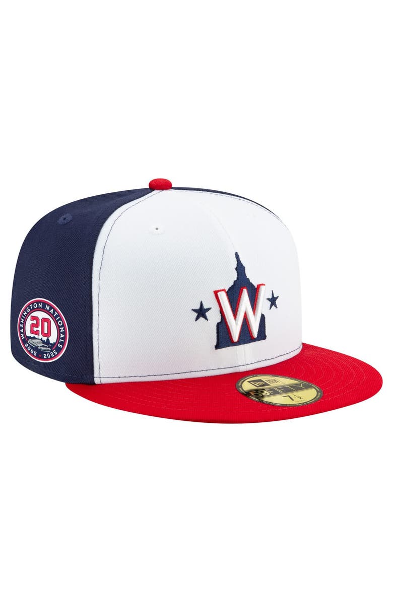 New Era Men's New Era White/Navy/Red Washington Nationals 20th Anniversary 59FIFTY Fitted Hat, Alternate, color, White