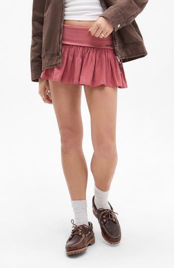 Bdg Urban Outfitters Byrdie Stretch Cotton Miniskort In Red