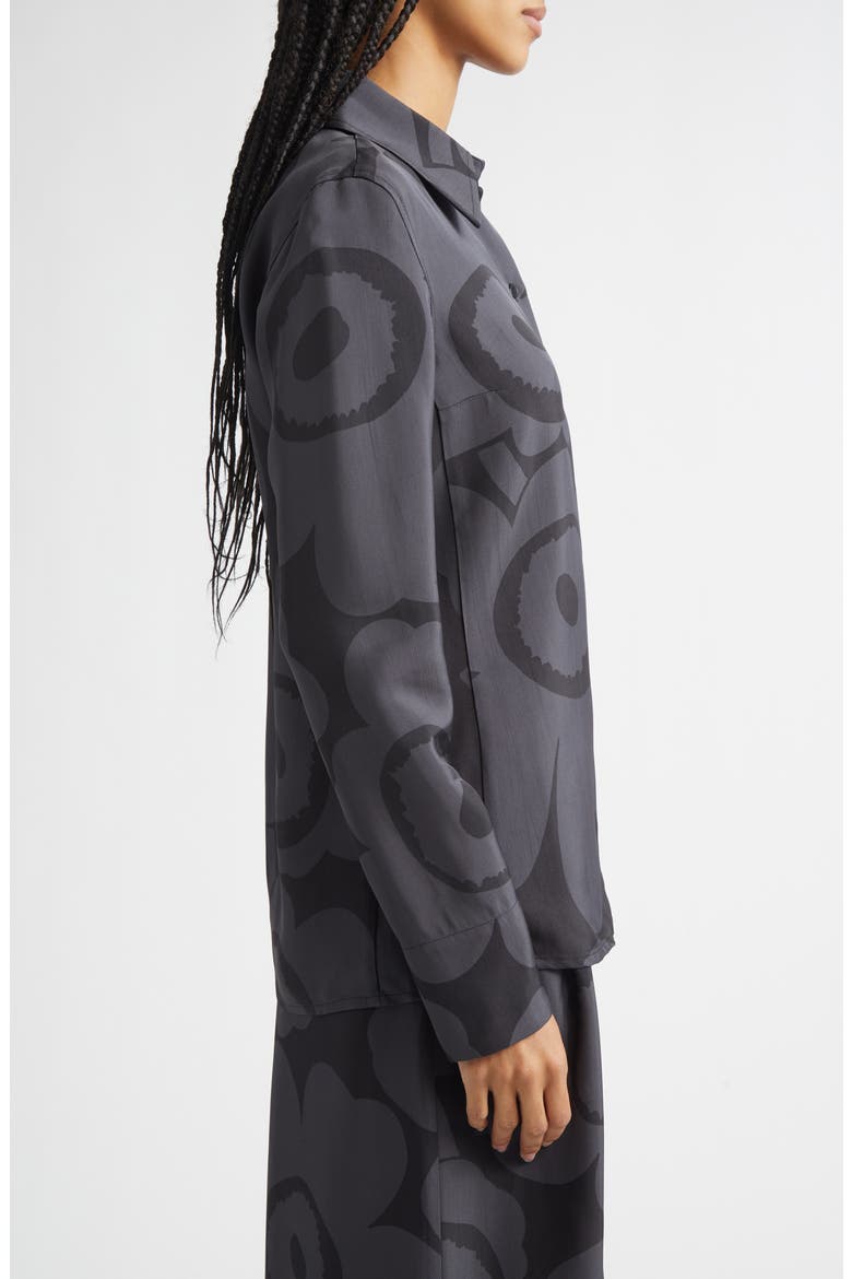 Vivahde Unikko Twill Button-Up Shirt, Alternate, color, BLACK DARK GREY