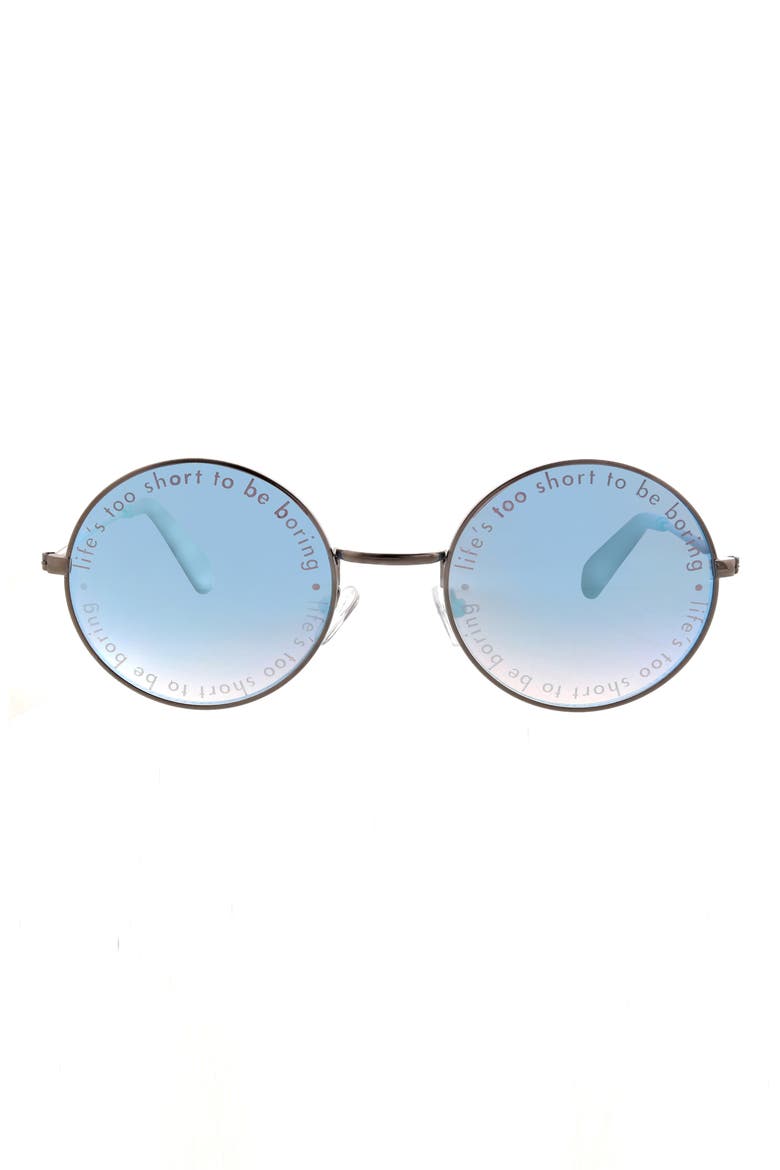 Boho Round 54mm Gradient Round Sunglasses, Main, color, GUNMETAL
