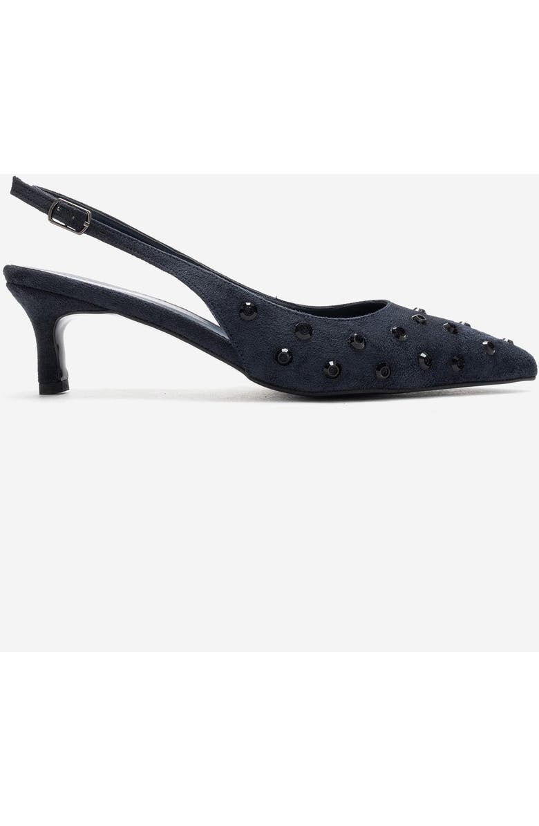 Prologue Shoes Lorex Embellished Stiletto Slingback Pump, Alternate, color, Navy Suede