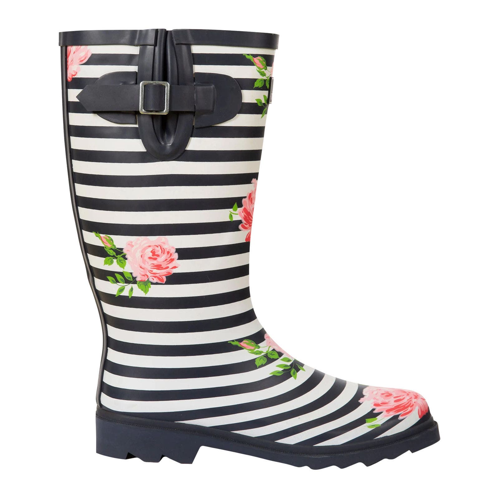 Elena Floral Galoshes, Alternate, color, Navy and White and Pink