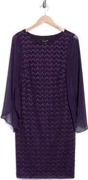 Connected Apparel Cape Sleeve Chevron Dress